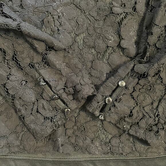 Ultra Pink black long sleeve mock neck lace blouse size L - Picture 8 of 11